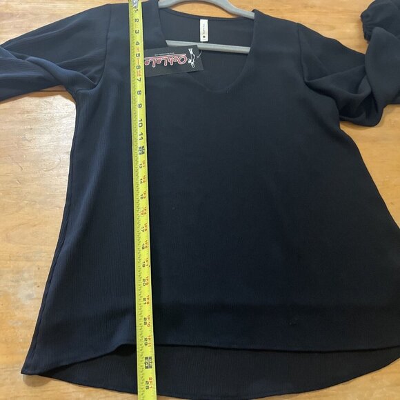 Tyche Black Balloon Sleeve V Neck Womens Blouse Sz S NWT whimseygoth - Picture 9 of 10